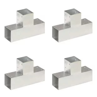 vidaXL Łączniki do słupków w kształcie T, 4 szt., metalowe, 91x91 mm - Akcesoria do ogrodzeń - miniaturka - grafika 1