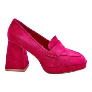 Vinceza Zamszowe Czółenka Na Masywnym Obcasie I Platformie Fuksja Adriel różowe - Czółenka - miniaturka - grafika 1
