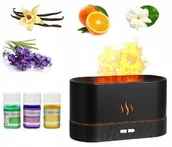 Nawilżacze powietrza - NAWILŻACZ POWIETRZA DYFUZOR ULTRADZWIĘKOWY LAMPKA NOCNA KOMINEK PŁOMIEŃ+Olejki - miniaturka - grafika 1