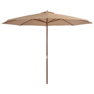 Parasole ogrodowe - vidaXL Parasol ogrodowy na drewnianym słupku, 350 cm, taupe - miniaturka - grafika 1