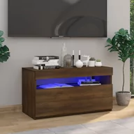 Szafki RTV - Lumarko Szafka TV z oświetleniem LED, brązowy dąb, 75x35x40 cm - miniaturka - grafika 1