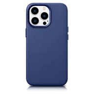 Etui i futerały do telefonów - iCarer Case Leather pokrowiec etui z naturalnej skóry do iPhone 14 Pro Max niebieski (WMI14220708-BU) (kompatybilne z MagSafe) - miniaturka - grafika 1