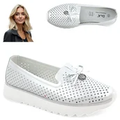 Półbuty damskie - Półbuty Damskie SKÓRZANE Beżowe Oddychające Wiosna Lato Modne Barski 40 - miniaturka - grafika 1