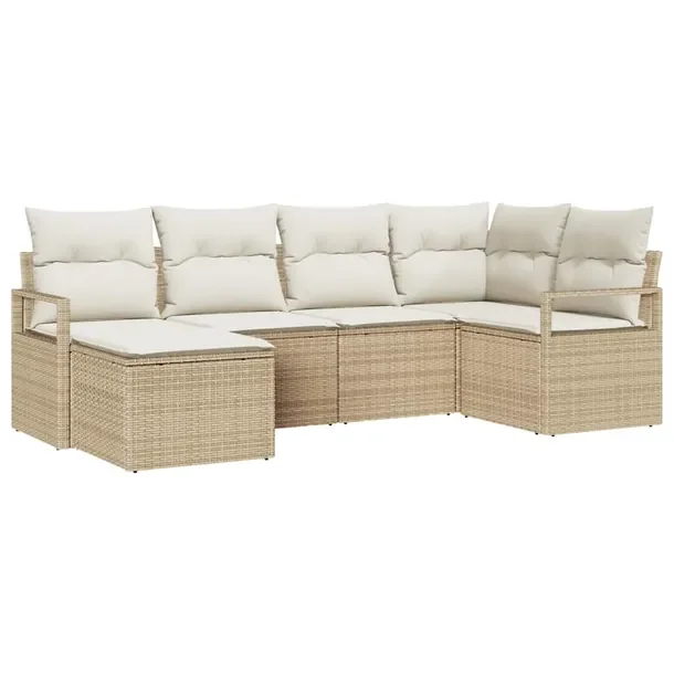 Zestaw Modułowej Sofy Ogrodowej, 4-Częściowy, Beżowy, Rattan