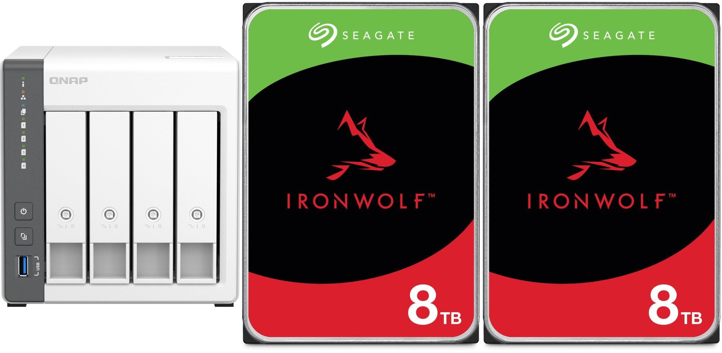 Serwer plików Qnap TS-433-4G + 2x Seagate IronWolf 8TB ST8000VN004