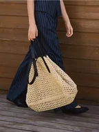 Torebki damskie - Reserved - Pleciona torebka shopper - złamana biel - miniaturka - grafika 1