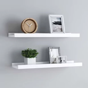 vidaXL vidaXL Półki ścienne na zdjęcia, 2 szt., białe, 60x9x3 cm, MDF - Półki do salonu - miniaturka - grafika 1