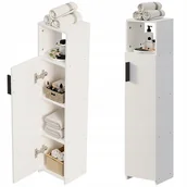 Szafki łazienkowe - Szafka łazienkowa słupek wąski biały drzwi wysoki półki nowoczesna 101 cm - miniaturka - grafika 1