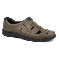 Półbuty męskie - Buty męskie skórzane casual 86KAM zielone - KAMPOL - miniaturka - grafika 1