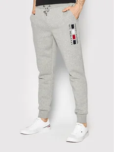 Tommy Hilfiger Spodnie dresowe Four Flags MW0MW20134 Szary Regular Fit - Spodnie sportowe męskie - miniaturka - grafika 1