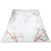 Dywany - Szary Dywan Ze Złotym Obramowaniem Do Salonu Z7-F34 - miniaturka - grafika 1