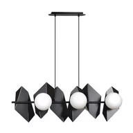 Lampy sufitowe - Emibig Lighting czarna lampa wisząca białe kule DRIFTON 6 BLACK 636/6 podłużny żyrandol nad duży stół do jadalni 636/6 - miniaturka - grafika 1