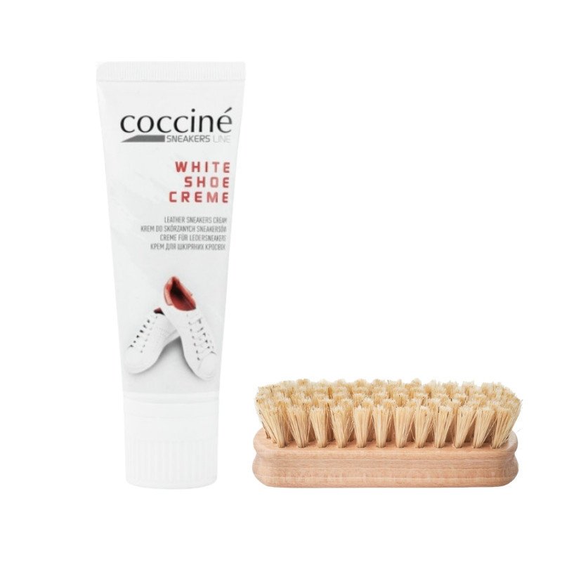 Zestaw do pielęgnacji obuwia - biały krem Cocciné 75 ml & szczotka do polerowania ZES-56
