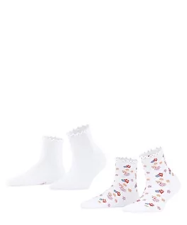 Skarpetki damskie - ESPRIT Kobiety Krótkie skarpety Romantic Flower 2-Pack W SSO Wiskoza z wzorem 2 Pak, Biały (White 2000), 35-38 - grafika 1