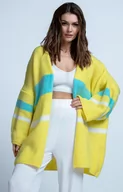 Swetry damskie - Krótki kardigan damski oversize żółty I1007, Kolor żółty-wzór, Rozmiar uniwersalny, Fimfi - Primodo.com - miniaturka - grafika 1