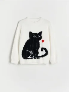Reserved - Sweter z kotem - wielobarwny - Swetry dla dziewczynek - miniaturka - grafika 1