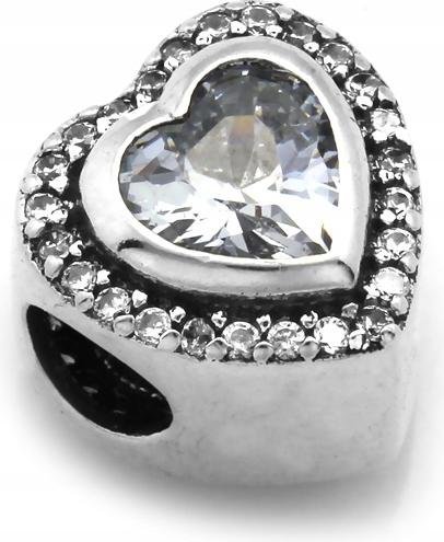 Srebrna zawieszka 925 serce charms beads do bransoletki na prezent modny
