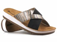 Klapki i japonki damskie - Klapki damskie ze skrzyżowanymi paskami - INBLU CP-38, czarne - Inblu - miniaturka - grafika 1