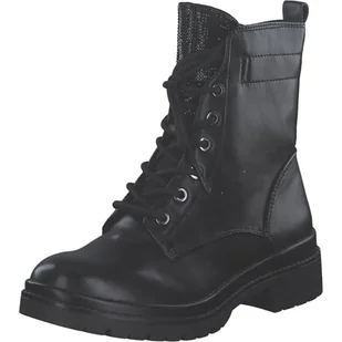 Tamaris Damskie sztyblety Lace Boot Flat 1-25236-43, Black Glam, 42 EU, Black Glam, 42 EU - Botki damskie - miniaturka - grafika 1