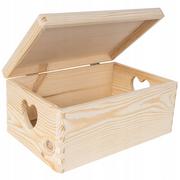 Pudełka i szkatułki - Pudełko drewniane skrzynka z uchwytami 30x20x14 cm - miniaturka - grafika 1
