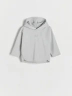 Bluzy i sweterki niemowlęce - Reserved - Bawełniany longsleeve z kapturem - jasnoszary - miniaturka - grafika 1
