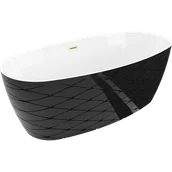 Wanny - Mexen Olea wanna wolnostojąca wzór 170 x 80 cm, biała/czarna, przelew złoty szczotkowany - 52821708075-55 - miniaturka - grafika 1