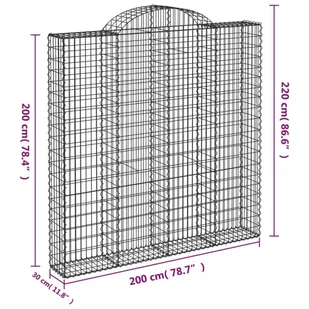 vidaXL Łukowaty kosz gabionowy 200x30x200/220 cm, galwanizowane żelazo - Ogrodzenia - miniaturka - grafika 6