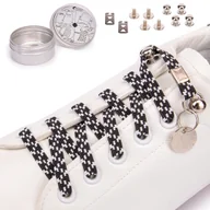 Akcesoria obuwnicze - Sznurówki bez wiązania elastyczne czarno biały pepitka - miniaturka - grafika 1