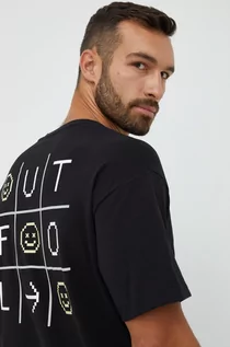 Koszulki męskie - Outhorn t-shirt bawełniany kolor czarny z nadrukiem - grafika 1