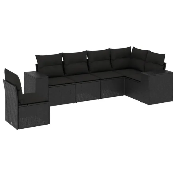Zestaw mebli ogrodowych modułowych z poduszkami, rattan PE, czarny, 62 x 6