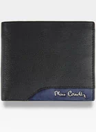Portfele - Pierre Cardin, Portfel skórzany męski, Tilak34 8824, czarny/niebieski, ochrona RFID, mały - miniaturka - grafika 1