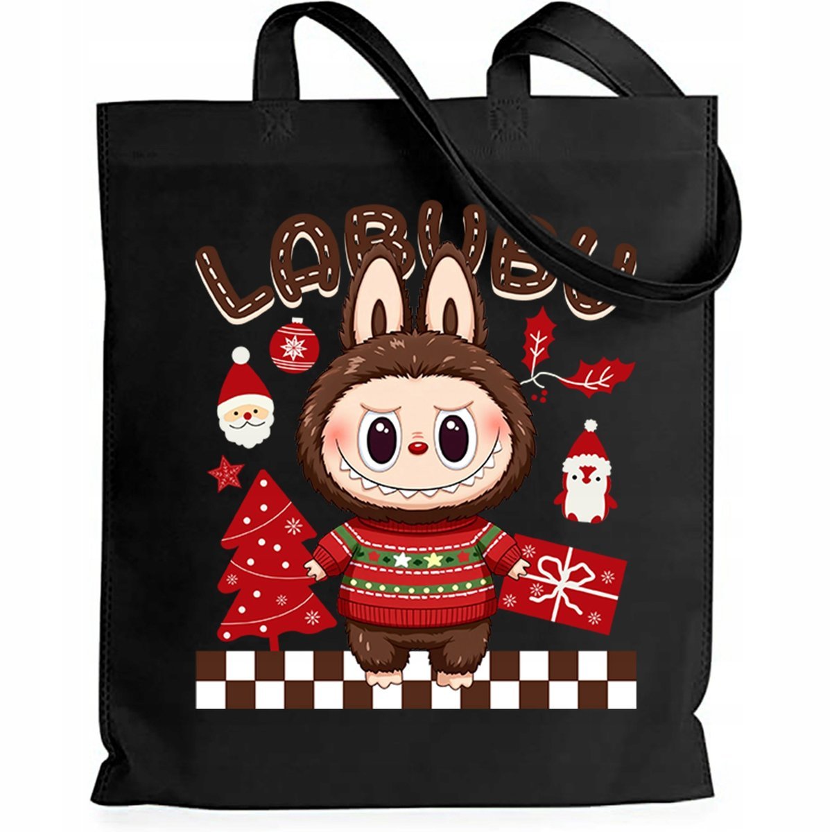 Torba EKO Czarna Shopper ŚWIĘTA Prezent Na Święta Mikołajki Wzory