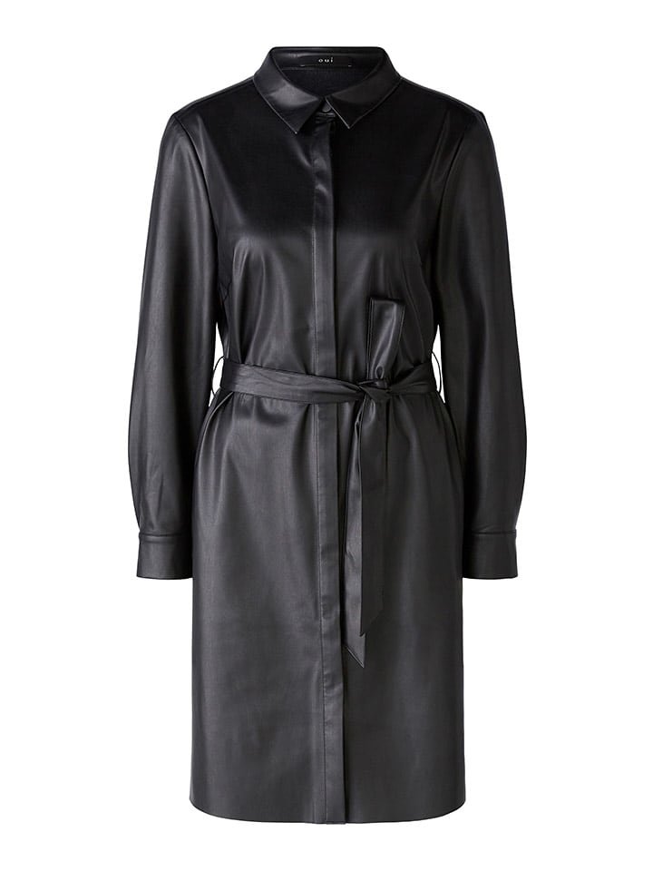 Oui Sukienka w kolorze czarnym ze skóry syntetycznej