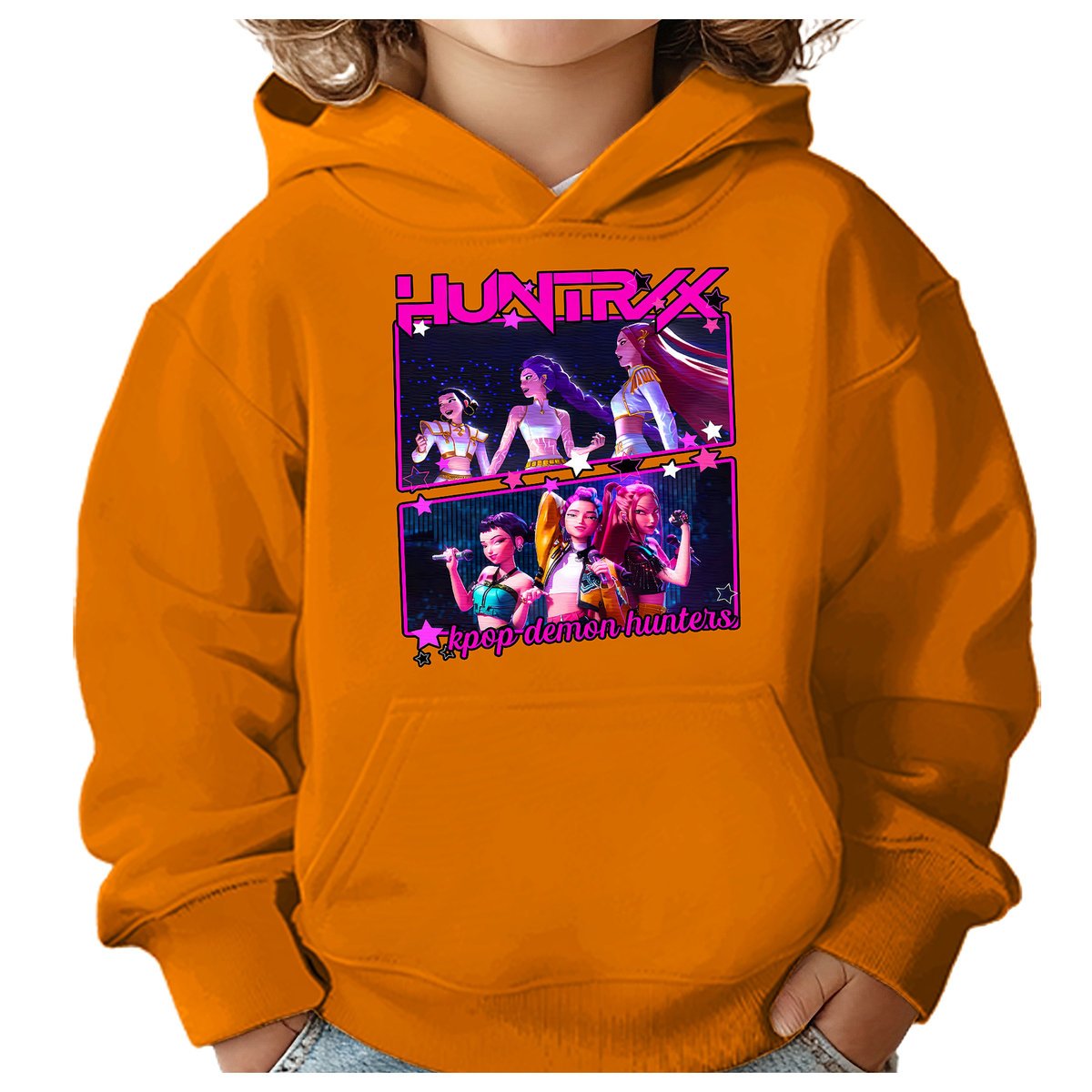 BLUZA DZIECIĘCA KPOP DEMON HUNTERS HUNTRIX 110-116 Z KAPTUREM BAWEŁNIANA