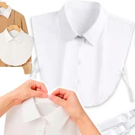 Koszule damskie - FAŁSZYWA DAMSKA BIAŁA KOSZULA KOŁNIERZ Z ZAPIĘCIEM BIAŁY KOŁNIERZYK SZPIC - miniaturka - grafika 1