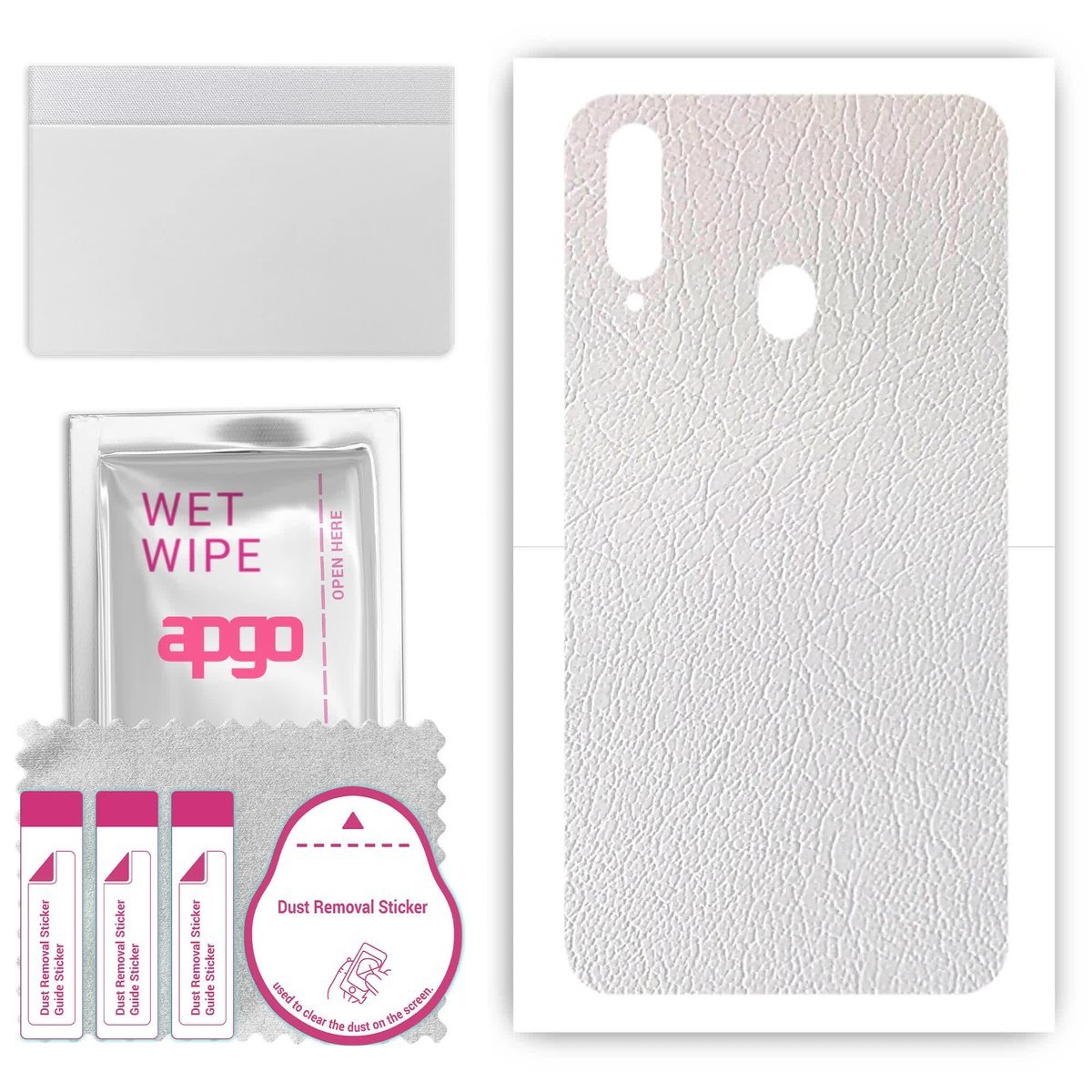 Folia naklejka skórka strukturalna na TYŁ do Samsung Galaxy A20s - Skóra Biała - apgo SKINS
