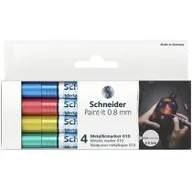Przybory szkolne - Schneider Marker akrylowy Paint-It Metallic (niebieski, czerowny, żółty, zielony) 0.8 mm 4 szt. - miniaturka - grafika 1