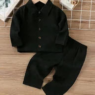 Dresy i komplety dla chłopców - TEMU Zestaw Dwupakowy Dla Chłopców: Koszulka z Długim Rękawem i Spodnie w Wzorze Jacquard na Cztery Pory Roku & Casualowa Sukienka Imprezowa dla - miniaturka - grafika 1