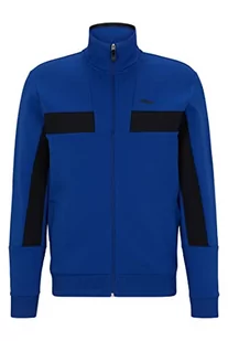 BOSS Męska bluza Skaz 1 z mieszanki bawełny z zamkiem błyskawicznym i detalami taśmy, niebieski, XXL - Bluzy męskie - miniaturka - grafika 1