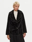 Płaszcze damskie - Guess Futro Filomena W4BL04 WGHO0 Czarny Regular Fit - miniaturka - grafika 1