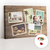 Tablice i flipcharty - Szkolna Tablica korkowa 60x40 cm, Kolorowe Pinezki, wzór Zdjęcia polaroidowe - miniaturka - grafika 1