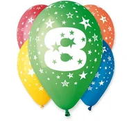 Balony i akcesoria - Balony 12", "Liczba  8", GEMAR, pastel mix, 5 szt GS110/8 - miniaturka - grafika 1