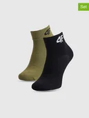 Skarpetki damskie - 4F Skarpety (2 pary) w kolorze oliwkowym i czarnym - miniaturka - grafika 1
