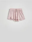 Spodenki damskie - Reserved - Gładkie szorty z modalem - pastelowy róż - miniaturka - grafika 1