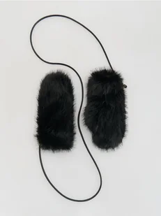 Reserved - Rękawiczki ze sztucznego futerka - czarny - Czapki damskie - miniaturka - grafika 1