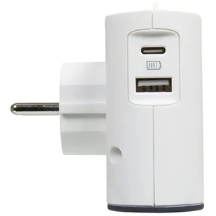 Legrand Rozgałęziacz podwójny 2XP+USB biało-czarny - Przedłużacze i rozgałęźniki - miniaturka - grafika 1