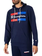 Bluzy męskie - Champion Męska bluza z kapturem Legacy Graphic Shop Authentic Powerblend Terry Box Logo, granatowa, M - miniaturka - grafika 1
