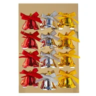 Zabawki kreatywne - Metalowe dzwonki z kokardką 12 sztuk w kolorze złotym/srebrnym - miniaturka - grafika 1