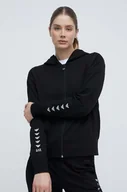 Bluzy damskie - EA7 Emporio Armani bluza damska kolor czarny z kapturem z nadrukiem - miniaturka - grafika 1