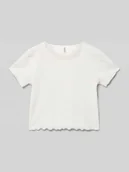 Koszulki dla dziewczynek - T-shirt o kroju regular fit z wykończeniem z falbanami model ‘NELLA’ - miniaturka - grafika 1